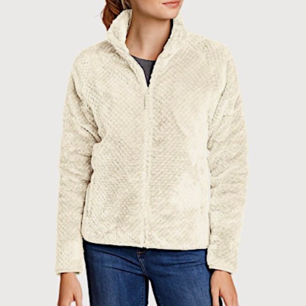 Eddie Bauer Alpine Plush Full-Zip Jacket in Ivory